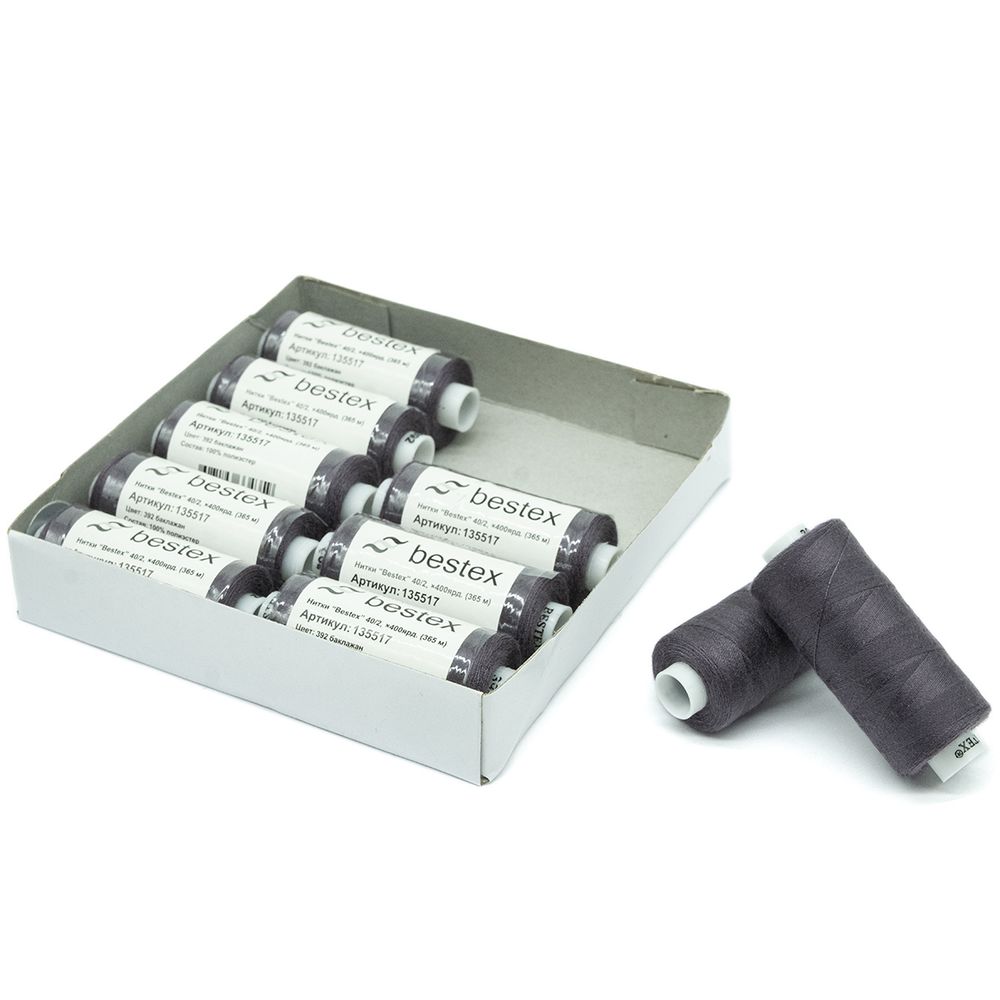 Нитки швейные бытовые Bestex 40/2, 365 м (400 ярд) / 10 кат., 392 коричнево-фиолетовый