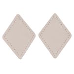 Заплатки пришивные из кожи, ромб 6х8,4см с перфорацией, 2 шт, 100% кожа, 06 бежевый, 9115