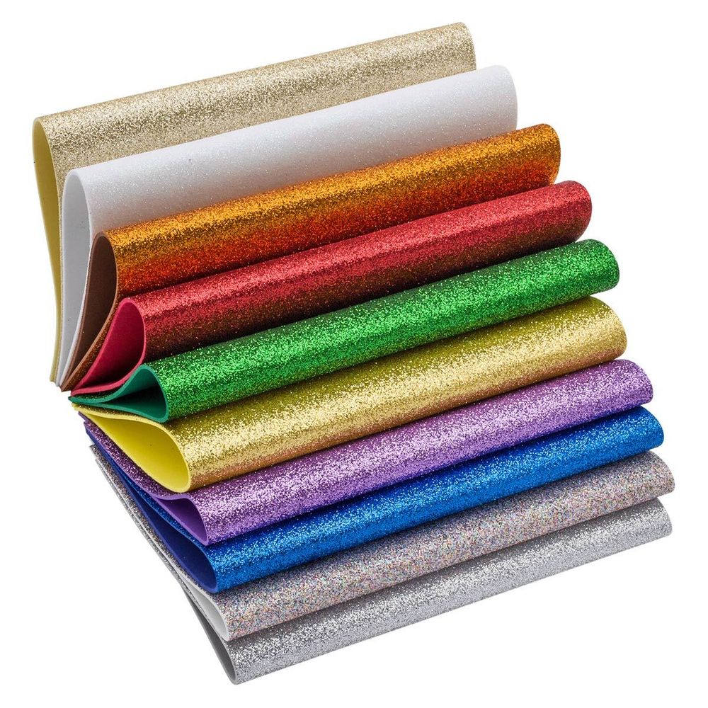 Фоамиран с глиттером ассорти 20х30см, 2мм, 10 шт, Astra&Craft, EVA-1012