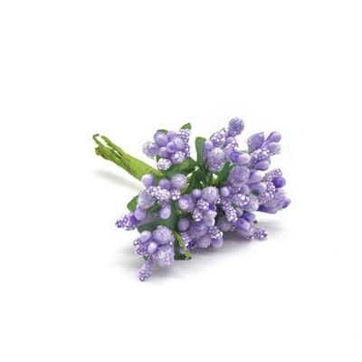 Цветы искусственные декоративные 2см (12 штук) (фиолетовый)