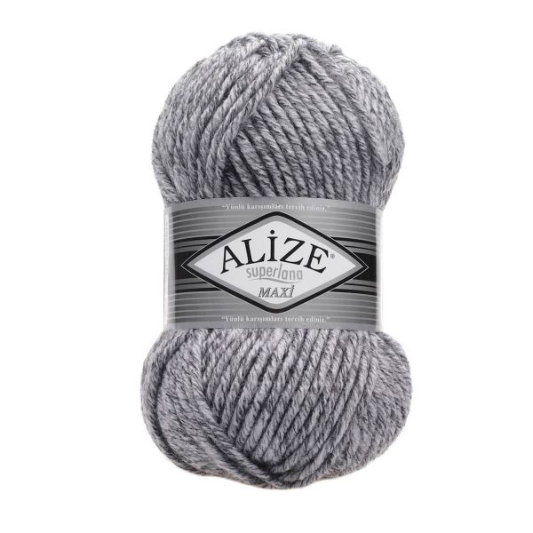 Пряжа Alize (Ализе) Superlana Maxi / уп.5 мот. по 100 г, 100м, 801 серый жаспе A