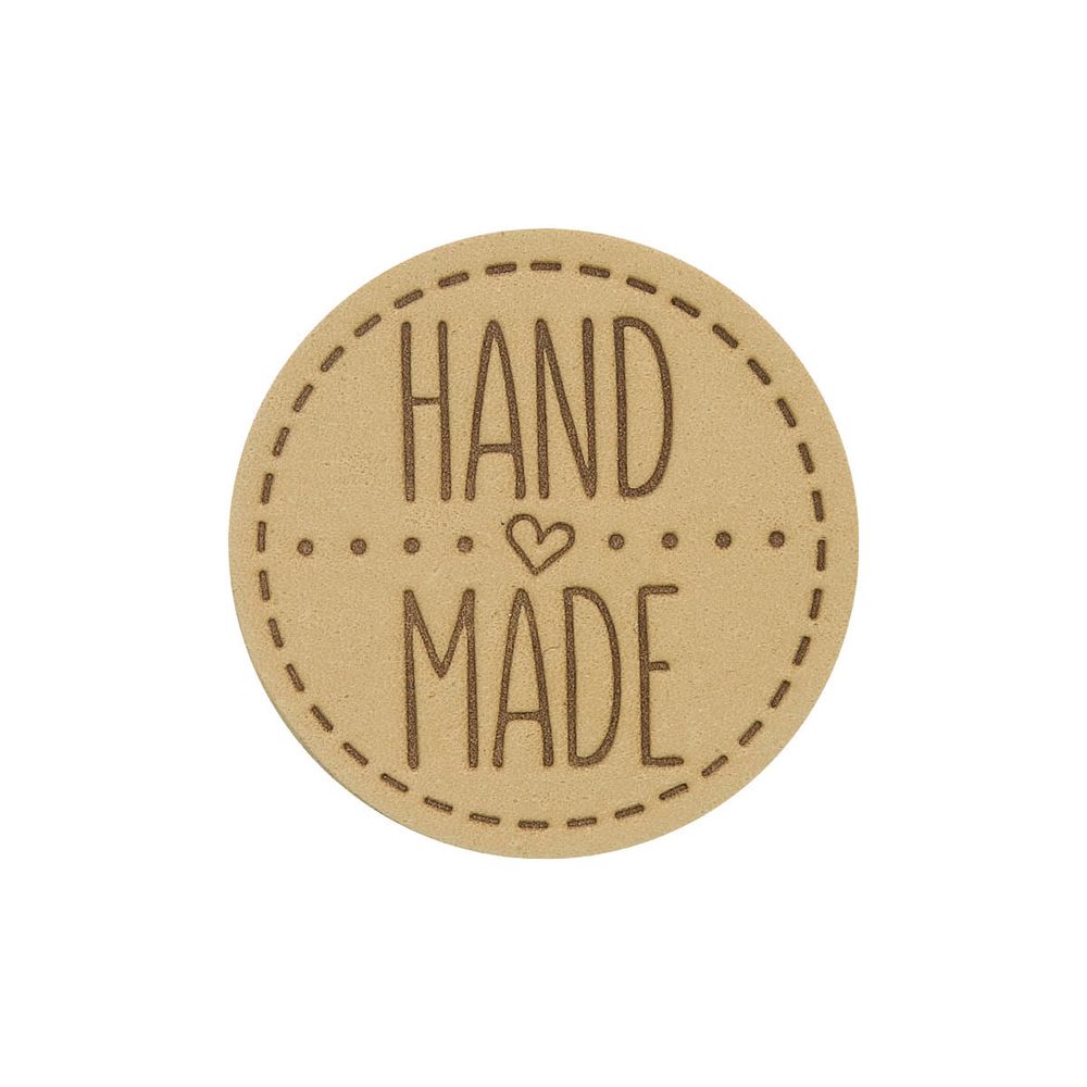Термоаппликация из кожи Hand Made D4,5см, 100% кожа, 41 бежевый