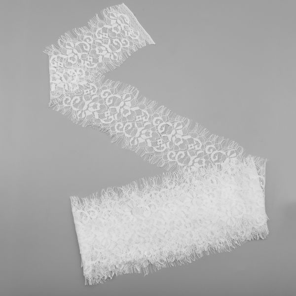 Кружево шантильи (реснички) на сетке 85 мм, белый, 3 метра