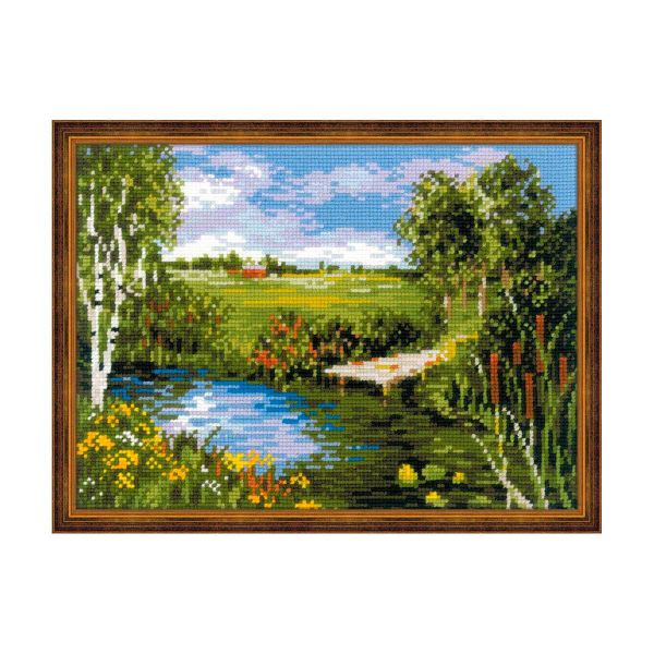 Набор для вышивания нитками Риолис, У реки, 24х18 см