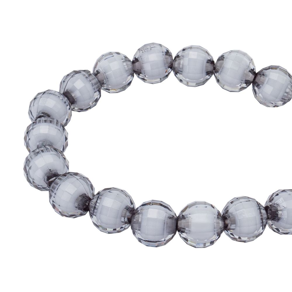 Бусины акрил ⌀10 мм, 500 г, цвет. с белой сердц., круглые часто гран., 59 серый, Astra&Craft LY-163