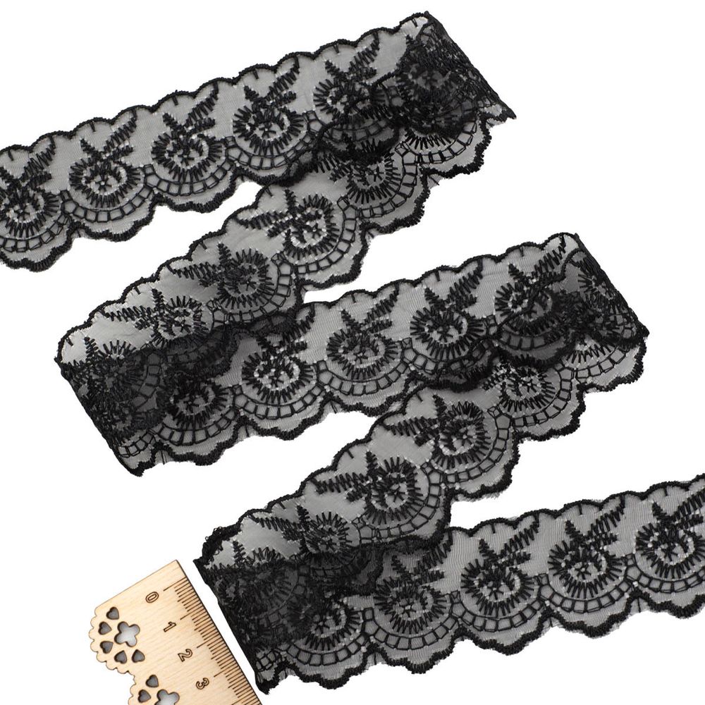 Кружево капроновое 45 мм / 6.8 м (±4 см) 0574-2020, черный