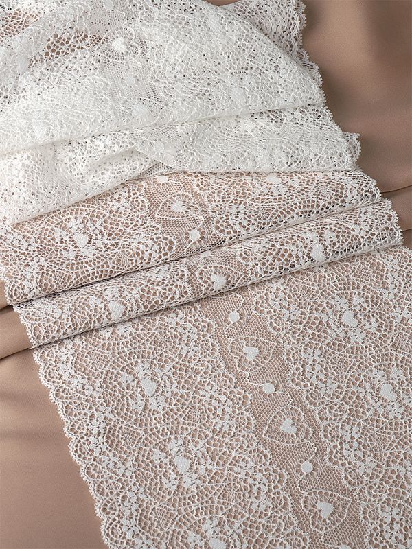 Кружево бельевое эластичное 185 мм / 2.7 м, 6185, цв.004 белый, Kruzhevo