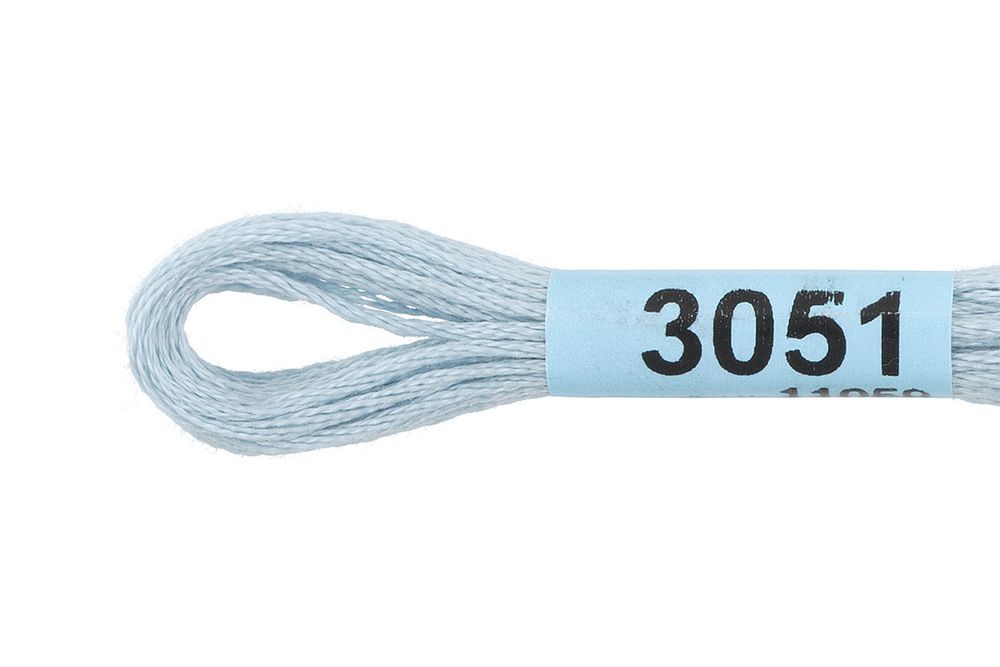 Мулине Gamma 100% хлопок, цв.3051 бл.серо-голубой, 24 мотка по 8 метров