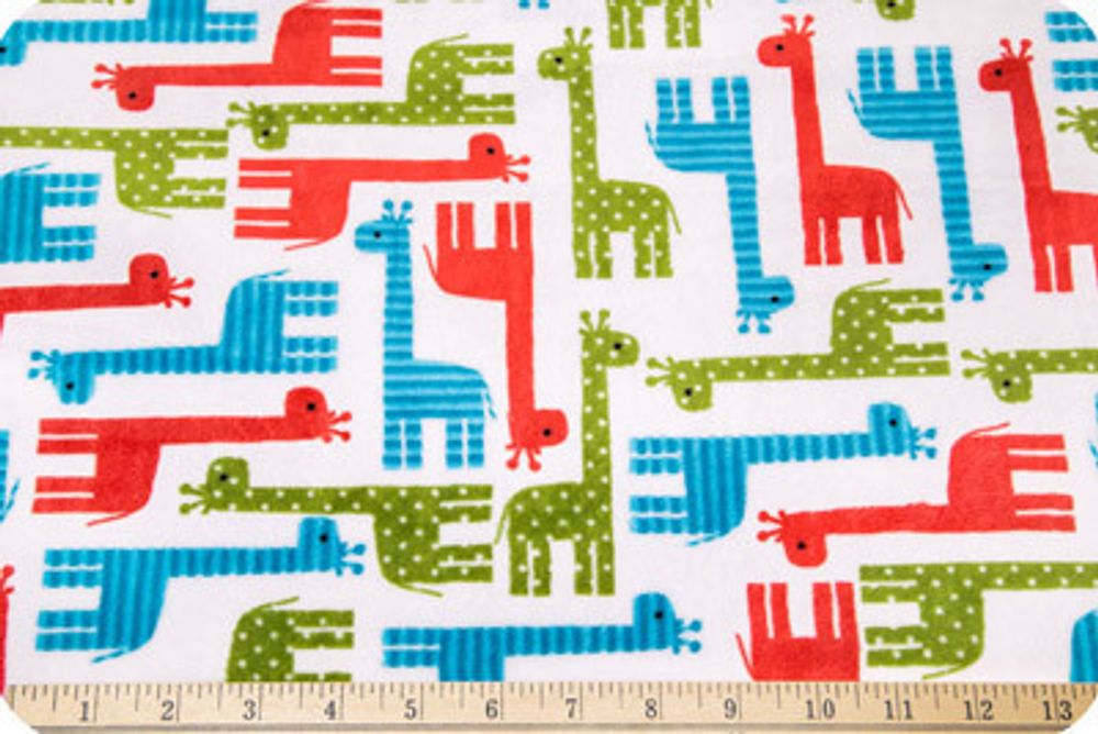 Плюш (ткань) Peppy Urban Zoologie 440 г/м², 48х48 см, giraffe cherry