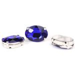 Хрустальные стразы в цапах овальной формы, сапфир 13х18 мм, 3 шт., ОЦ011НН1318