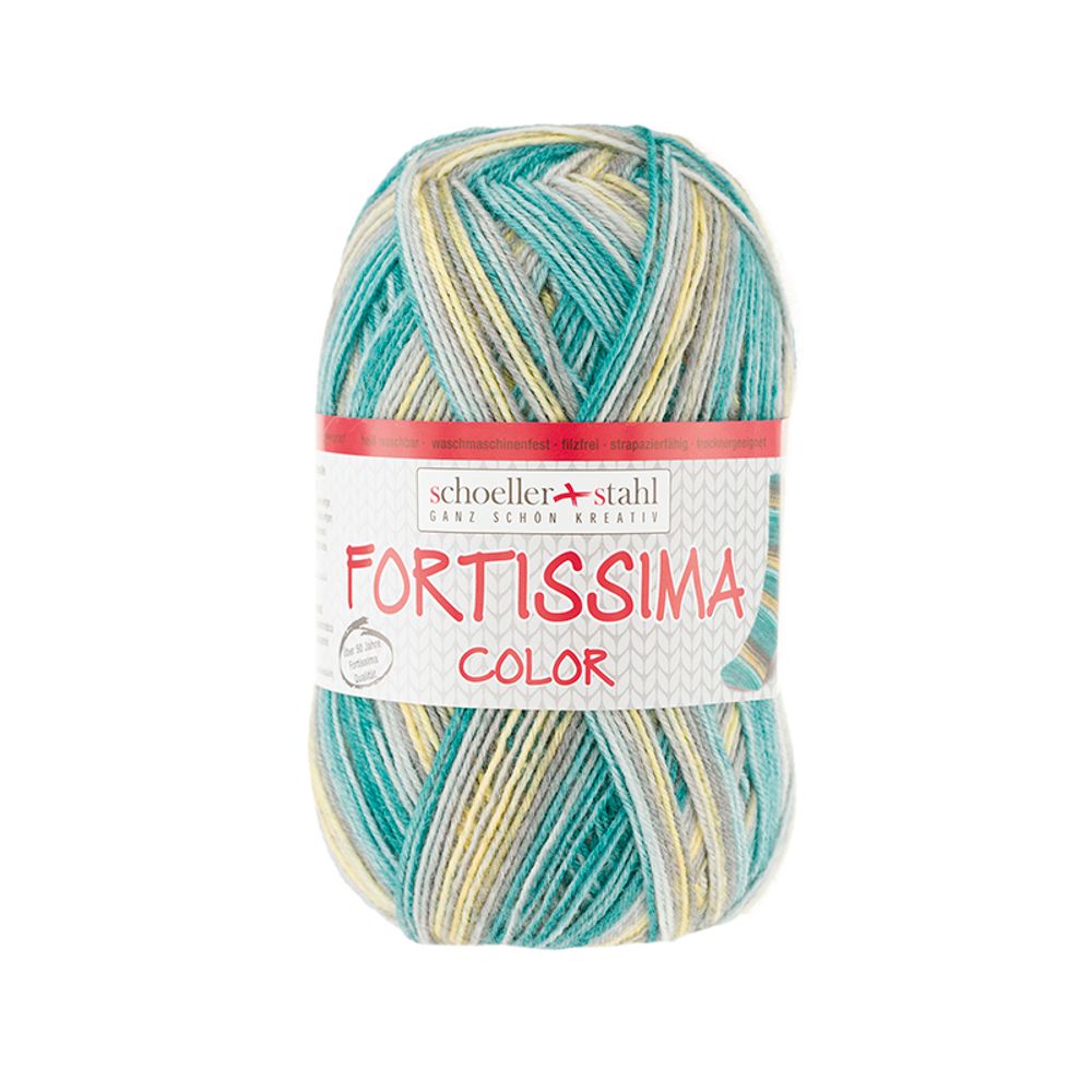 Пряжа Austermann (Аустерманн) Fortissima Socka 4-fach color / уп.5 мот. по 100 г, 420м, бирюзовый