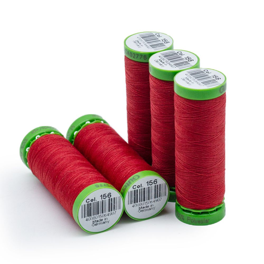 Нитки для тонких тканей Gutermann Extra Fine 150, 200м, 156 красный, 5 катушек