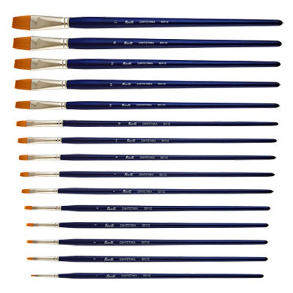 Кисть синтетика №12 плоская 5 шт, длинная ручка, Vista-Artista 50112-12