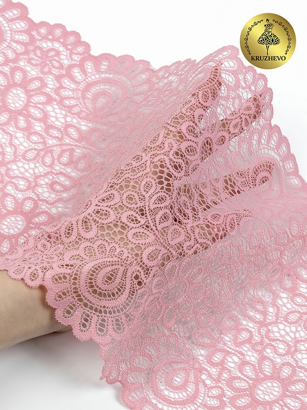 Кружево бельевое эластичное 180 мм / 3 метра, TBY.YSTL00839, цв.134 розовый