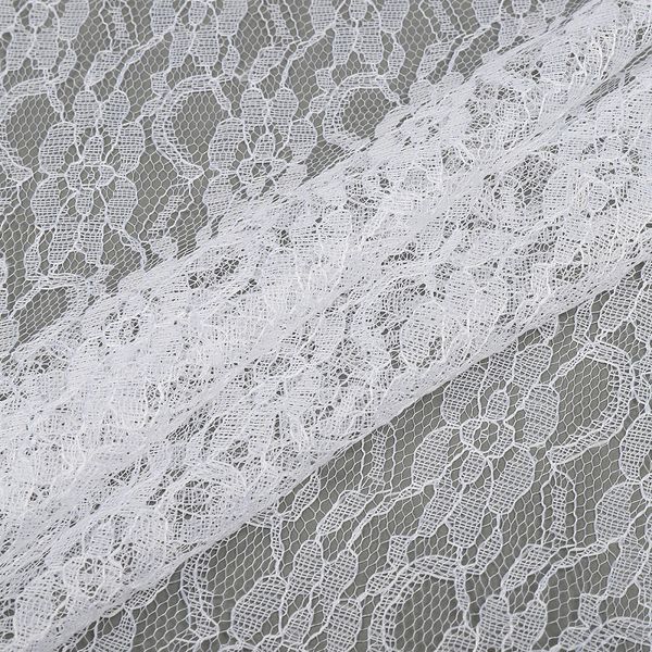Ткань кружевная гипюр 35 г/м², 150 см / 45 метров, TBY.M0187.01, цв.белый