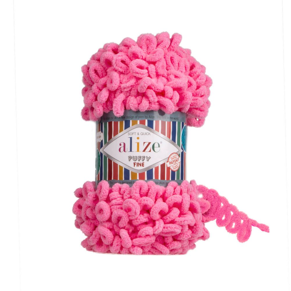 Пряжа Alize (Ализе) Puffy Fine / уп.5 мот. по 100 г, 14м, 121 леденец A