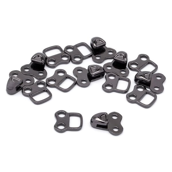 Крючки пришивные декоративные 14х24 мм, pewter, олово, чер.никель, 12 шт