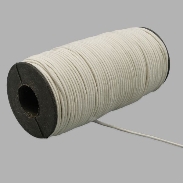 Резинка шляпная (шнур эластичный) ⌀2.0 мм / 100 метров, 0370-0200, С571-молочный
