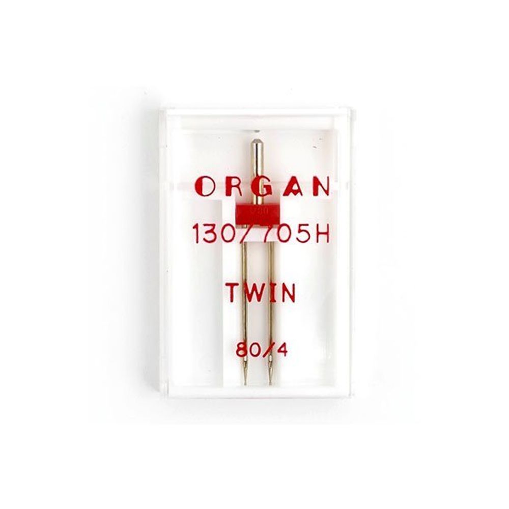 Иглы Organ, двойные №80/4 для бытовых швейных машин, уп. 1 игла