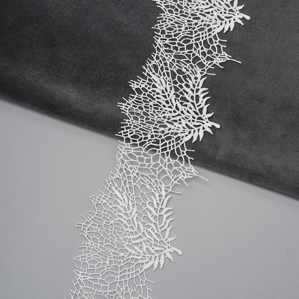 Кружево гипюр (плетёное) 75 мм, / 13.72 метра, белый