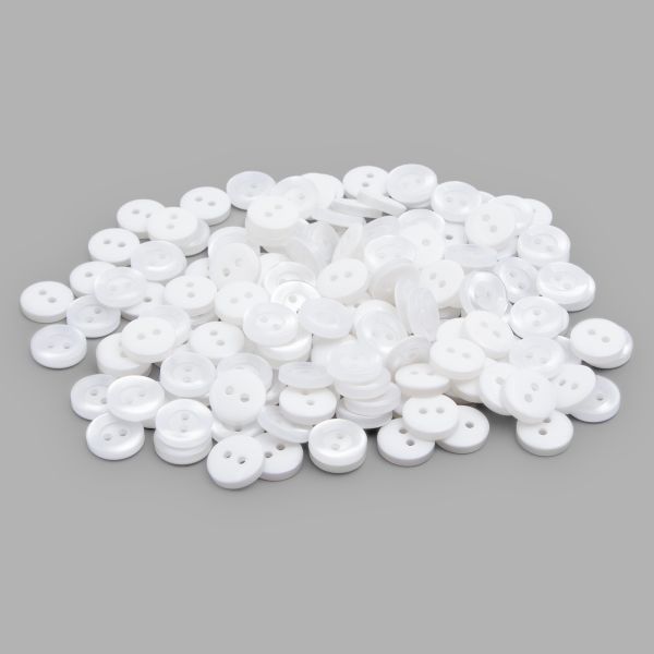 Пуговица 18L (11мм) 2 прокола, пластик (белый), БС1743, 12 шт