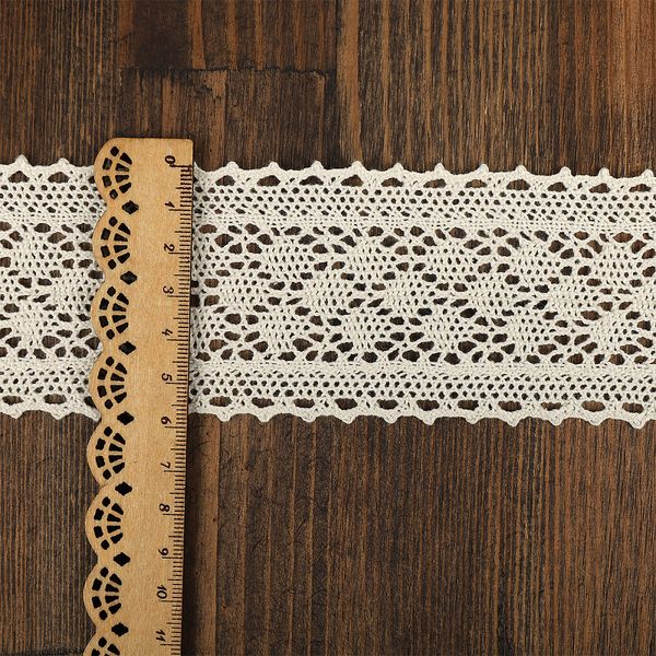 Кружево вязаное (тесьма) 60 мм / 10 метров, 3014.102 цв.F102 молочный, Kruzhevo