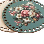 Набор донышек для вязания Глянцевый фанера ⌀15х0.4 см, 2 шт, 10 Цветочная композиция, Love2art ДВ-01