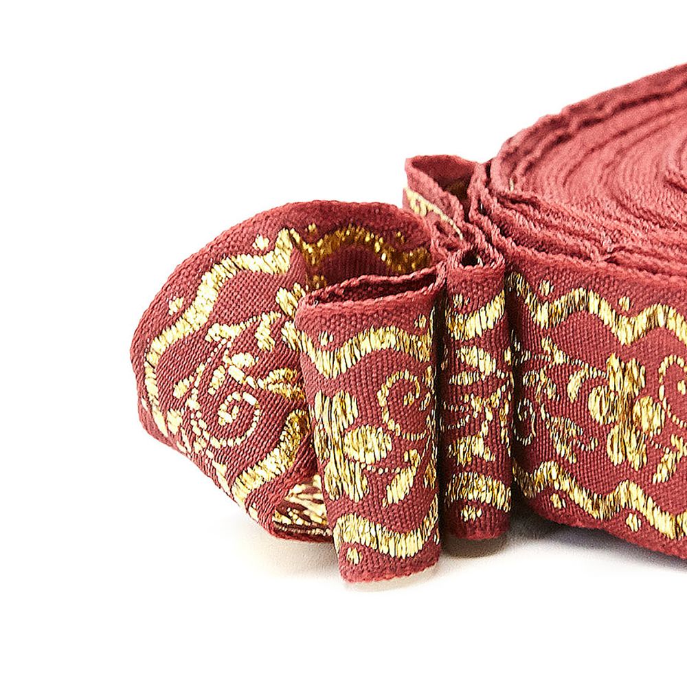 Лента (тесьма) жаккардовая 24.0 мм / 25±1 метров, с метанитом рис. 9016 (бордо) С1857Г17