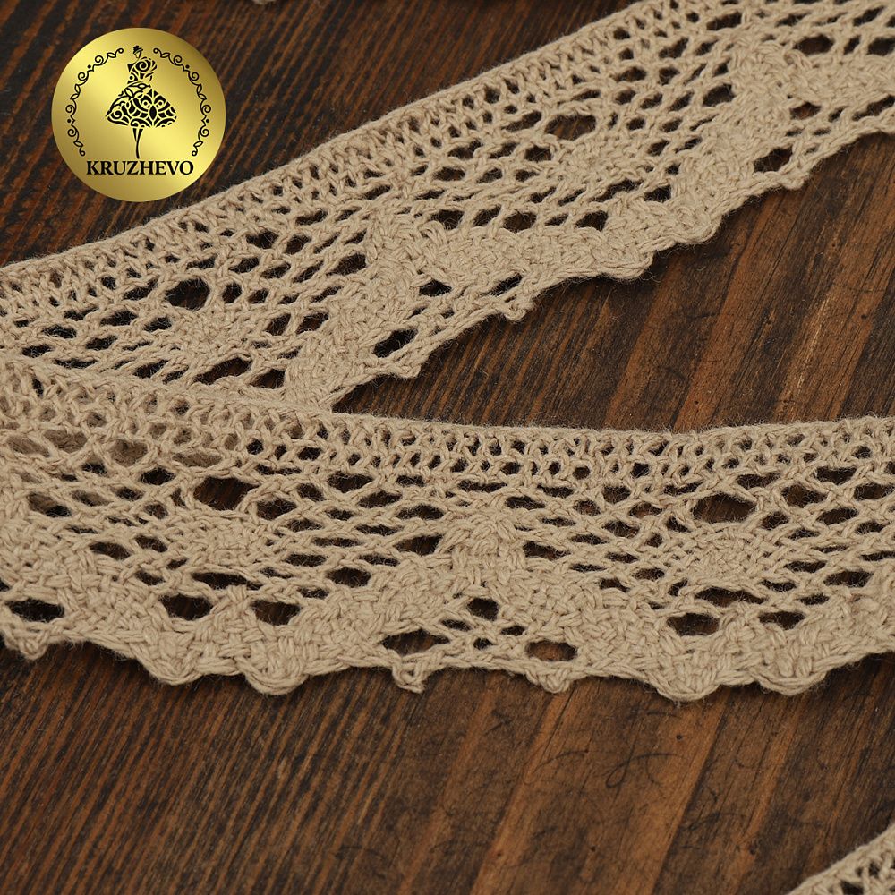 Кружево вязаное (тесьма) 30 мм / 10 метров, цв.36 св.бежевый, Kruzhevo
