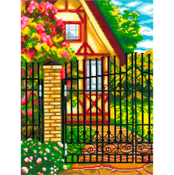 Набор для вышивания нитками Нитекс, Калитка в сад 30х40 см