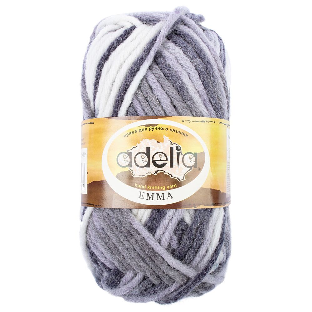 Пряжа Adelia Emma / уп.10 мот. по 50г, 50м, 09 т.серый-св.серый