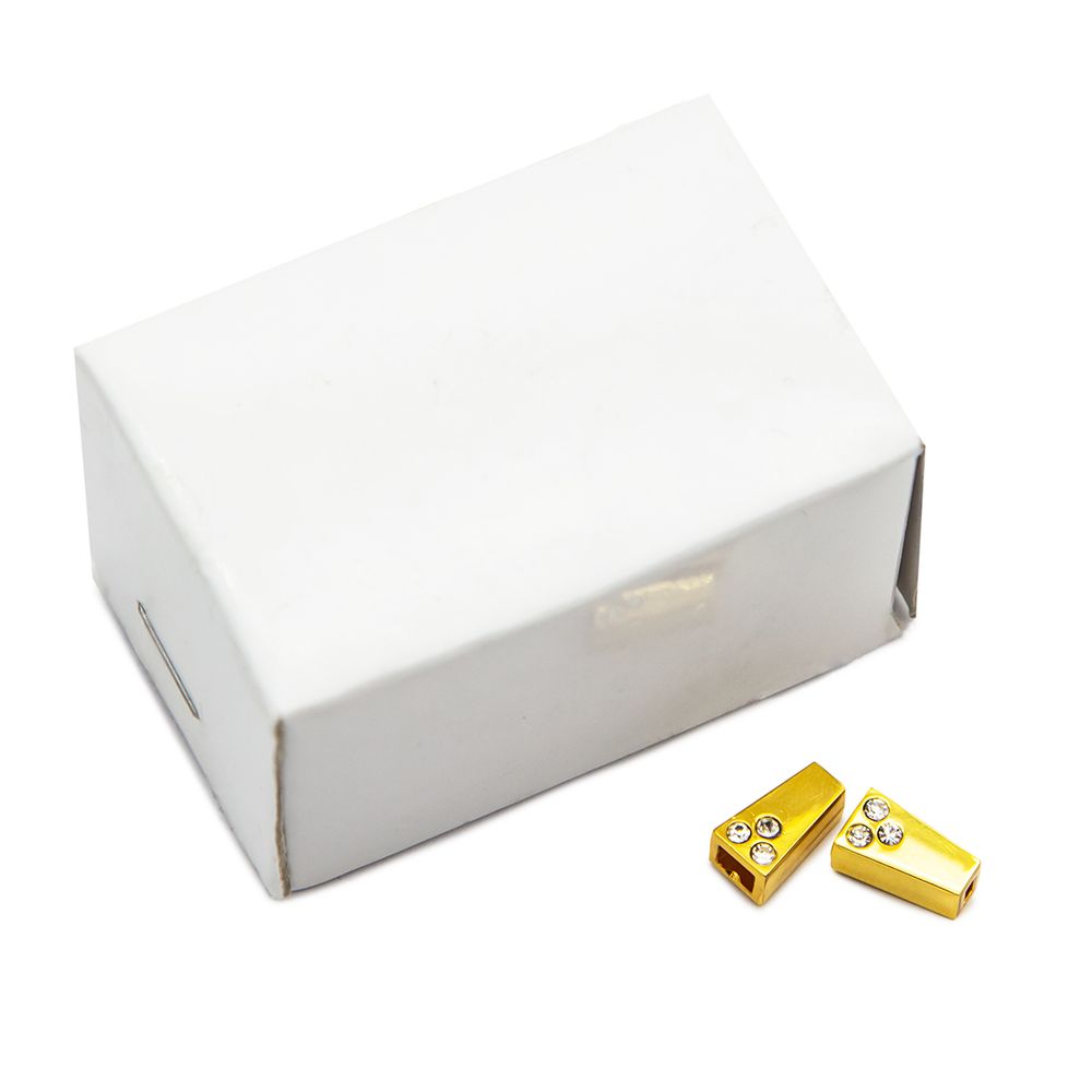 Наконечник для шнура металл колокол со стразами 4-хан, ⌀2,5/4 мм, 11х6,5 мм золото, 10 шт