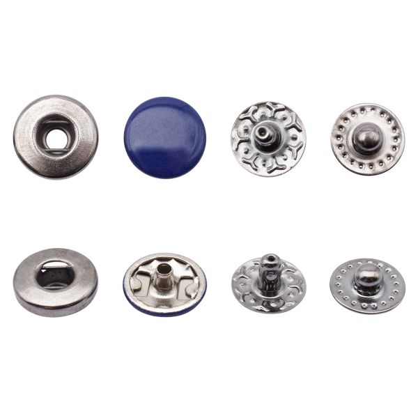 Кнопка Альфа (S-образная) ⌀10.0 мм, ≈144 шт, МЕТАЛЛ, эмаль, 569 т.синий глянцевый + отв.части чер.никель, ВТ-2, NEW STAR