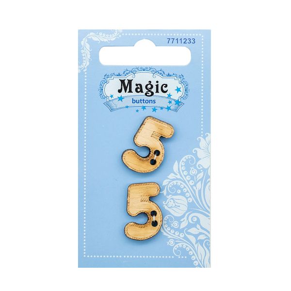 Украшения декоративные пуговицы Цифра Пять, 2 шт, Magic Buttons BBLWA67-32L