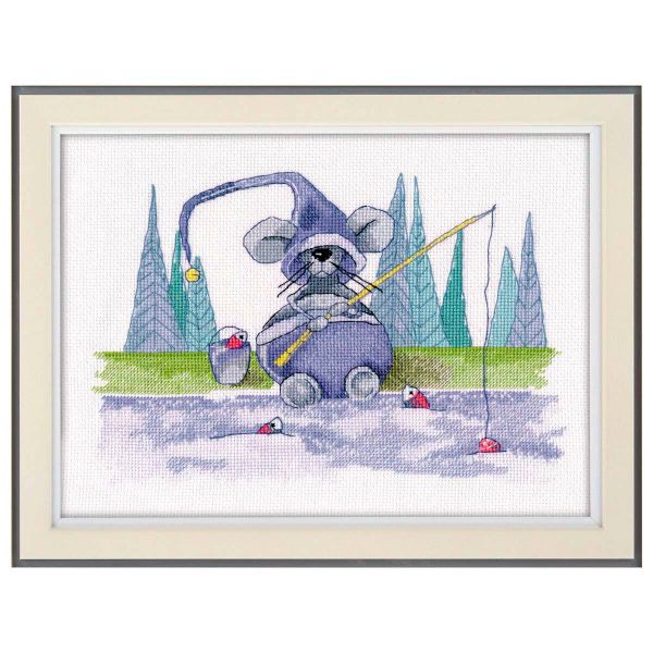 Набор для вышивания нитками Овен, Горошек на рыбалке 22х15см