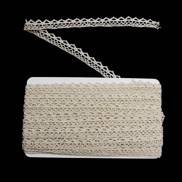 Кружево вязаное (тесьма) хлопковое 10 мм / 9.14 метров, бежевый