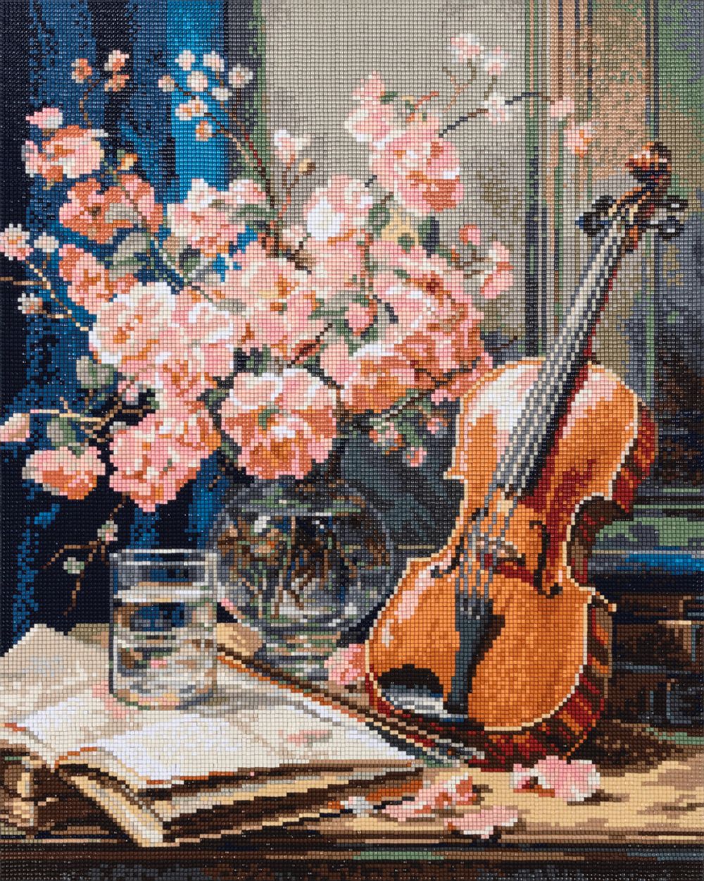 Кристальная (алмазная) мозаика Фрея ALPD-285, на подрамнике, Натюрморт со скрипкой, 40х50 см