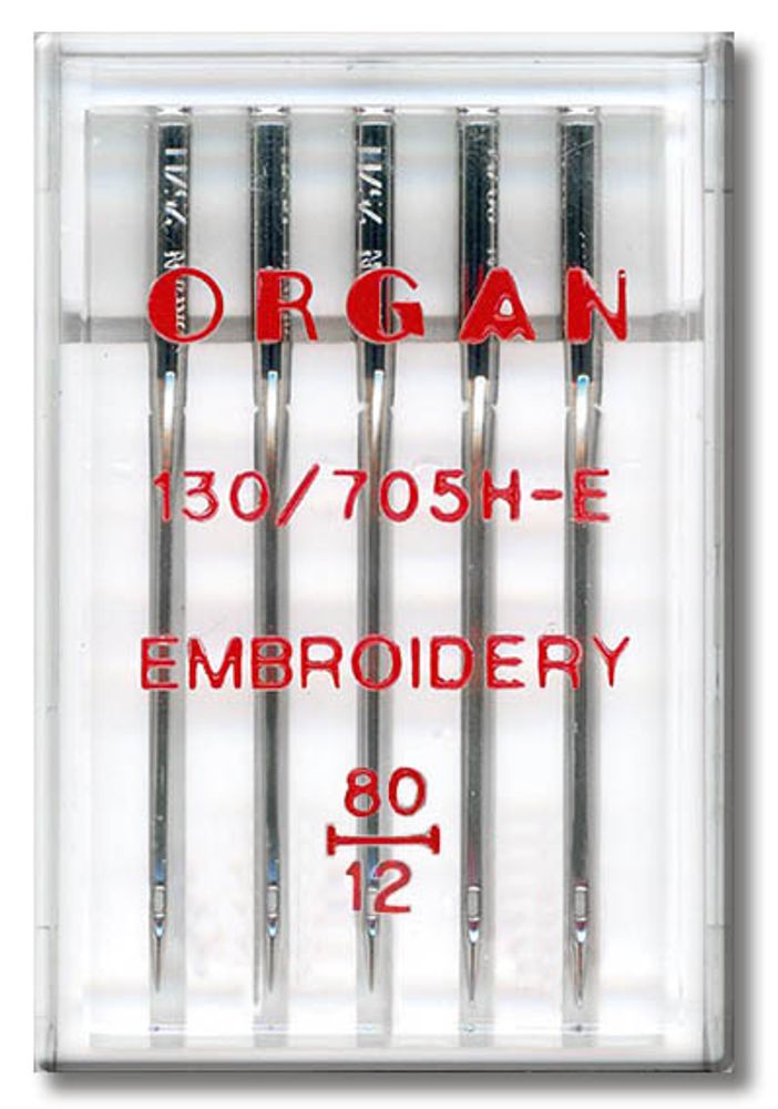 Иглы для бытовых швейных машин Organ вышивальные 5 шт, в пенале, 5470080 80