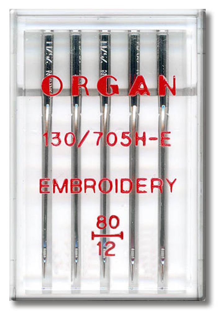 Иглы для бытовых швейных машин Organ вышивальные, 5 шт, в пенале, 5470080 80