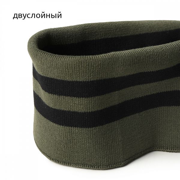 Подвяз (довяз) трикотажный 14.0х100 см, олива с черными полосами, двухслойный, 100% п/э, 5 штук