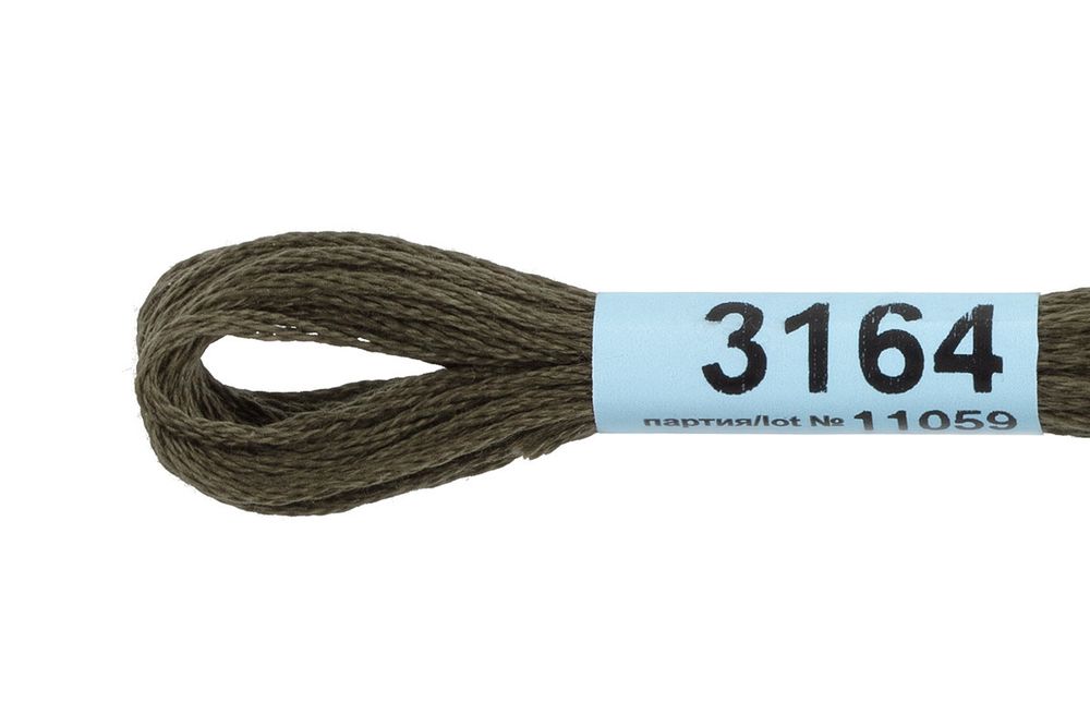 Мулине Gamma 100% хлопок, цв.3164 т.коричневый-хаки, 24 мотка по 8 метров