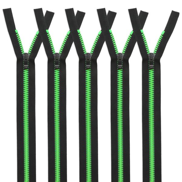 Молния трактор Arta Т5 (5 мм) 1 зам., разъем., 80 см, Neon, разъем., цв. 2076 -F цв. 077 черный / 049 яр.салатовый, уп.5 шт
