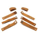 Набор кожаных бирок с кнопкой "Hand Made" 1,3х7см, цв. коричн, уп.8 шт