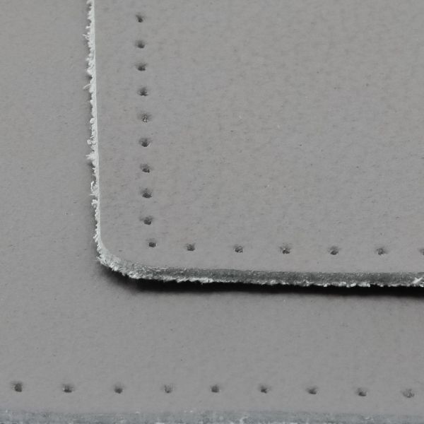 Заплатки пришивные из кожи, квадрат 8см с перфорацией, 2 шт, 100% кожа, 07 серый, 9122
