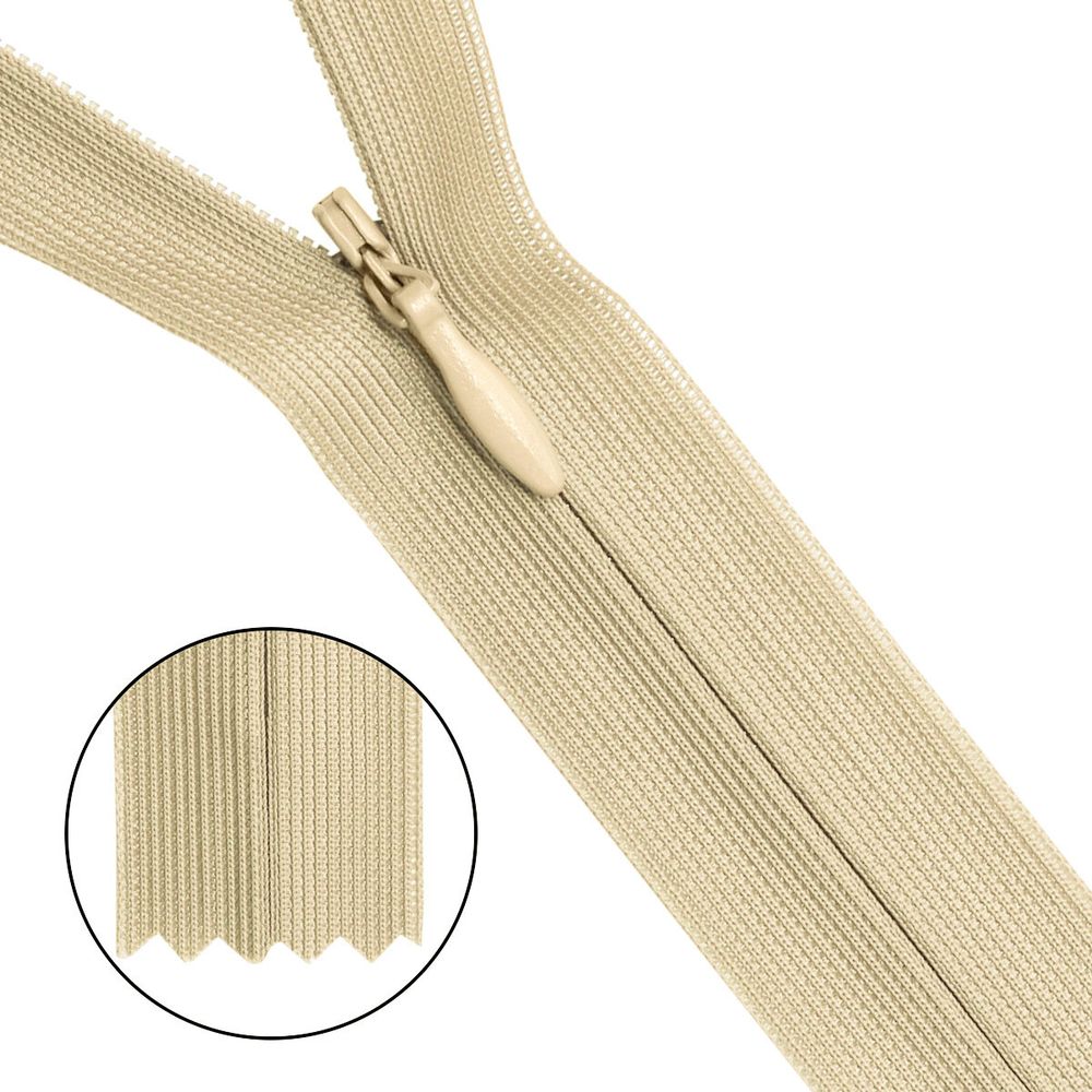 Молния потайная (скрытая) Т3 (3 мм) 1 зам., н/раз., 50 см, горчич, 31310 / 50, 10 шт