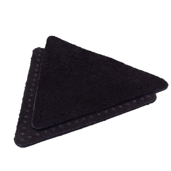 Заплатки пришивные из замши, треугольник равносторонний 8см с перфорацией, 2 шт, 100% кожа, 20 черный, 59126