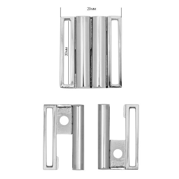 Пряжка ременная металл под резинку 30 мм арт.1126 29х34 мм, цв. никель уп. 10 шт