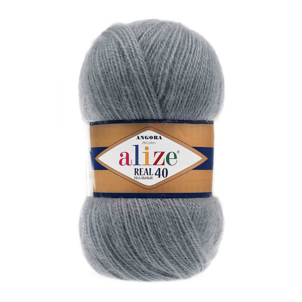 Пряжа Alize (Ализе) Angora Real 40 / уп.5 мот. по 100 г, 430м, 087 средне-серый A