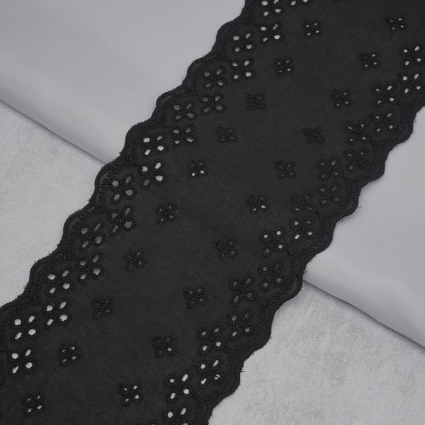 Кружево шитьё 115 мм, / 2.74 метра, хлопок, черный