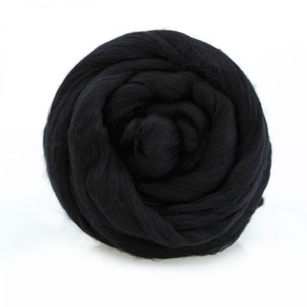 Шерсть для валяния Троицкая тонкая 1х100 г (до 23 мкр), 02 черный
